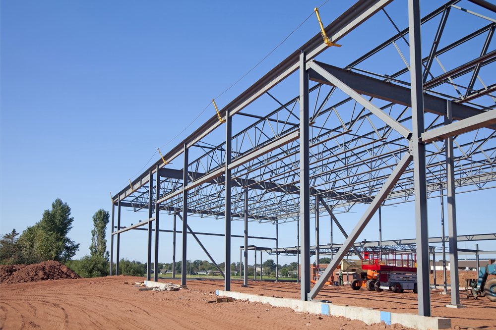 Estrutura metálica em detalhamento de projeto