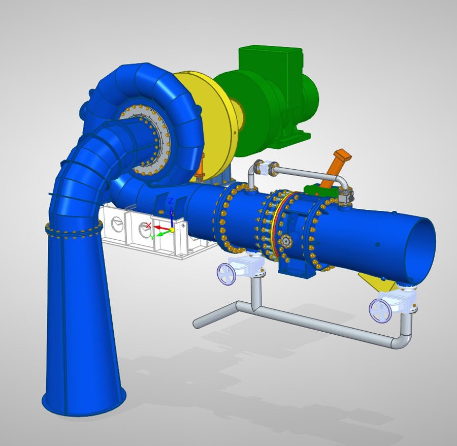 Modelo de turbina Francis para demonstração de máquinas hidráulicas